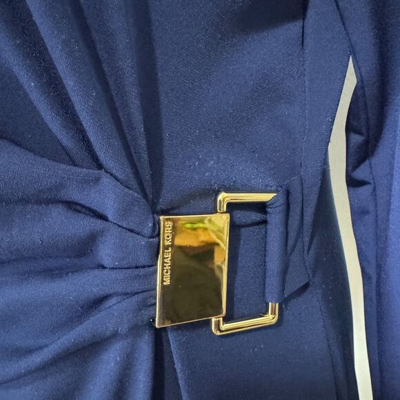 Michael Kors Womens Navy Blue Work Top With Side Cinch Buckle Detail Sz XL READ - Picture 3 of 16